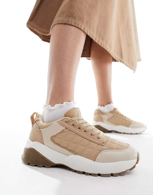 Simply Be Wide Fit running sneakers in stone
