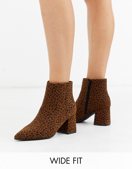 Simply Be wide fit Shauna block heel boot in leopard