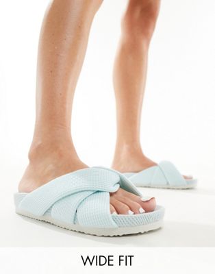 Simply Be Wide Fit slippers in blue
