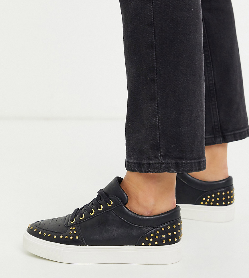 Simply Be wide fit - Sneakers con borchie nere-Nero