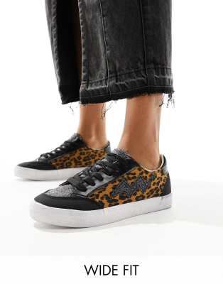 Simply Be Wide Fit sneakers in leopard print | ASOS