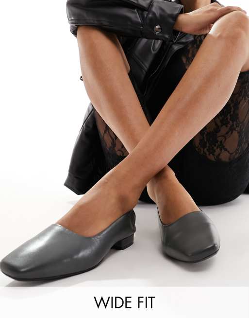 Wide fit discount leather ballet pumps