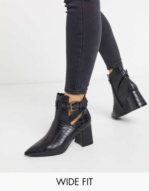 pimkie moc croc chunky sole ankle boots in black