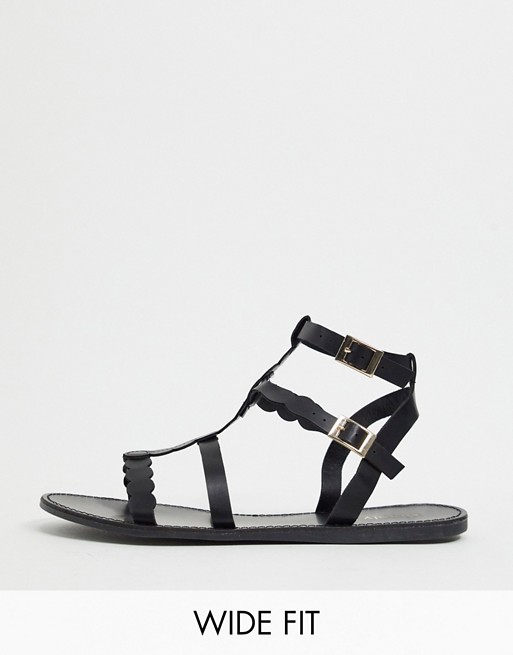 Simply Be wide fit strappy detail sandals in black