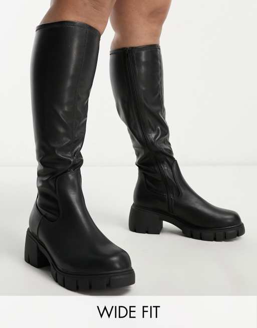 Ladies black 2024 wide fit boots