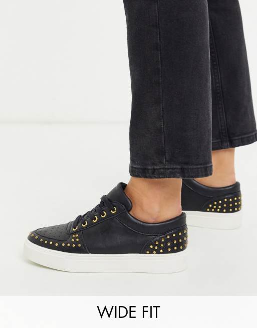 Black cheap studded sneakers