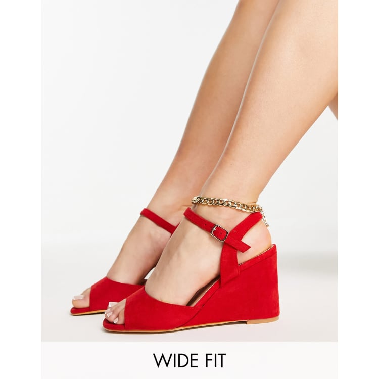 Wide width cheap red wedges