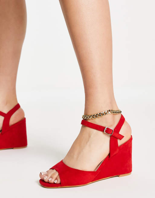 Wide fit sale red wedges