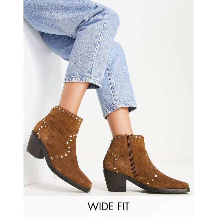 Studded western shop ankle boots