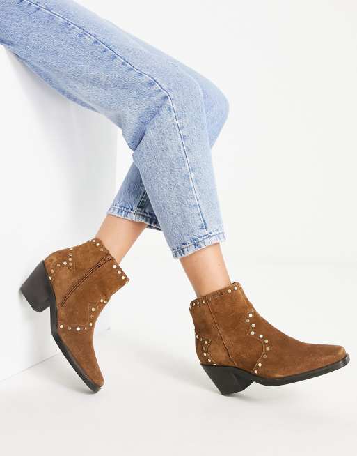 Wide fit studded ankle hot sale boots