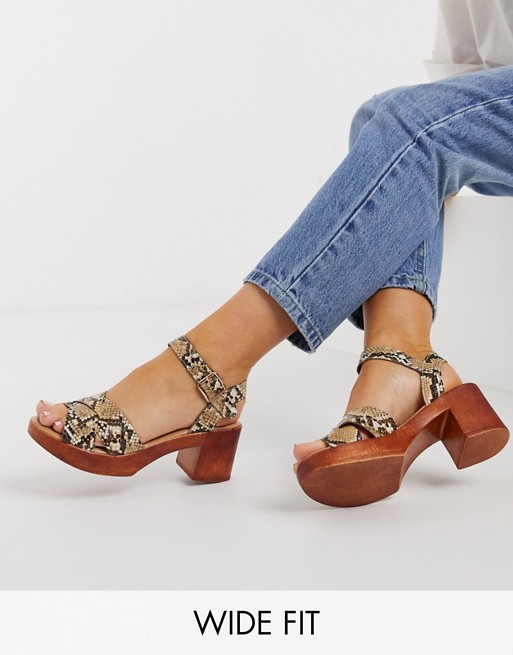 Simply Be wide fit wood platforms in snake
