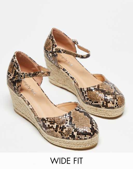 Simply Be Wide Fit - Zeppe a pianta larga beige pitonato