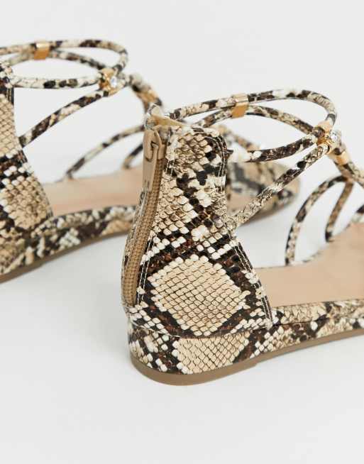 Snakeskin print flat on sale sandals