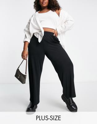 Simply Be Wide Leg Pants In Black In White