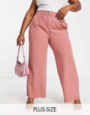 Simply Be wide leg tailored pants in pink