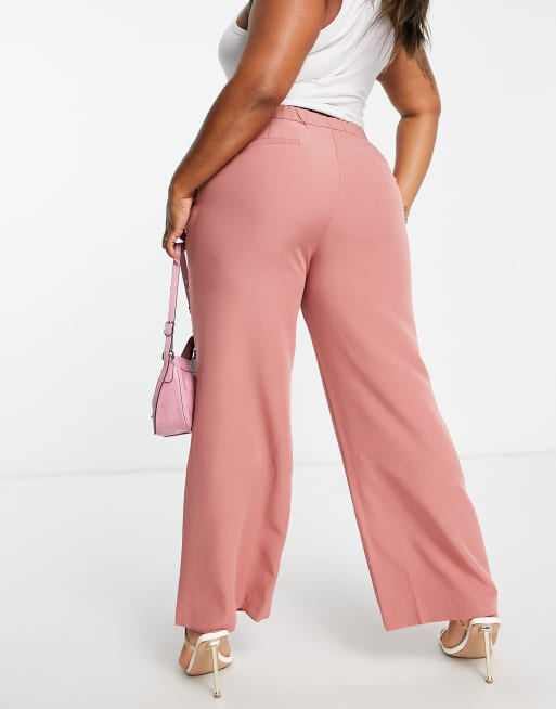 Simply Be wide leg tailored pants in pink, 2 of 4