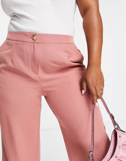 Simply Be wide leg tailored trouser in pink, 3 of 4