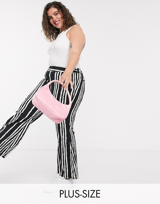 Simply Be wide leg trousers in black & white