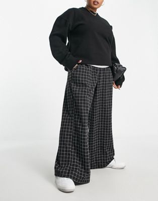 Simply Be wide leg trousers in check print
