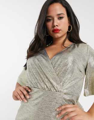 gold shimmer midi dress