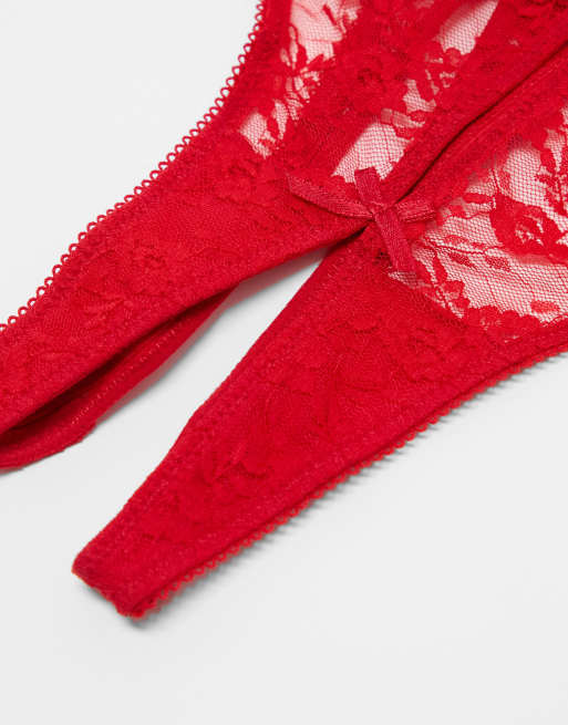 Simply Be – Zestaw 3 par stringów bez krocza w kolorach czerwonym, czarnym i różowym , 4 z 4