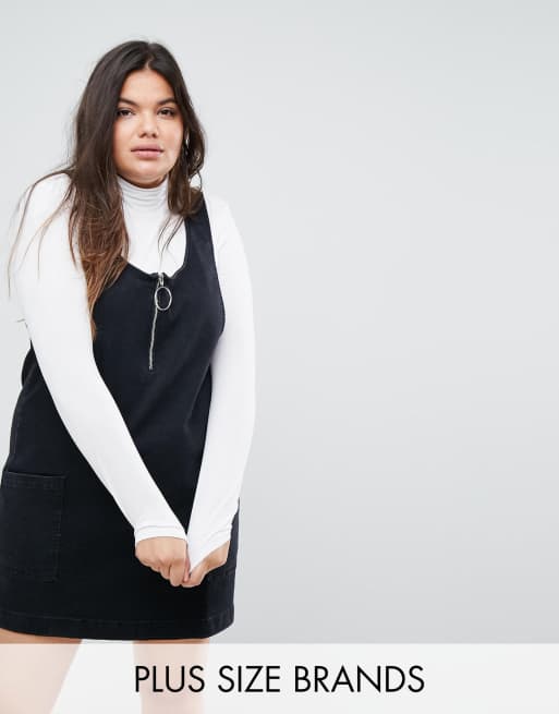 Asos black pinafore outlet dress