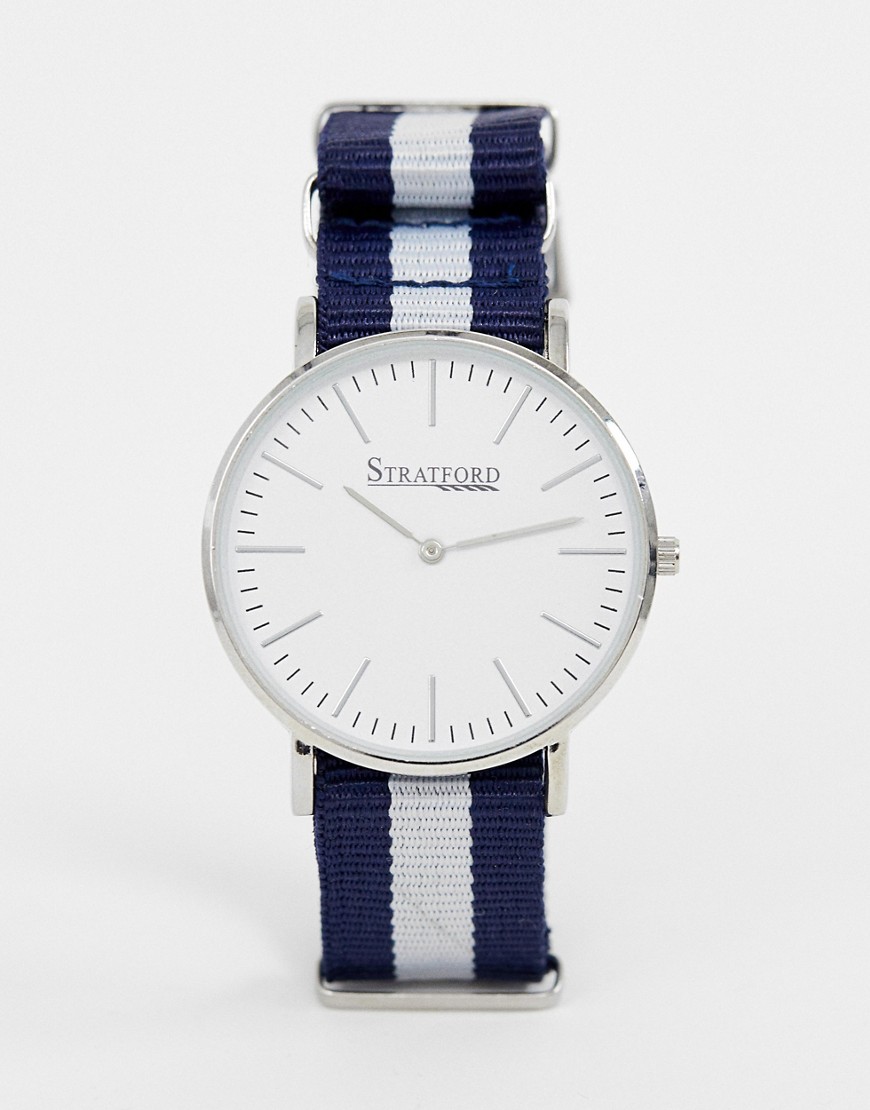 фото Сине-белые мужские часы с нейлоновым ремешком stratford-темно-синий