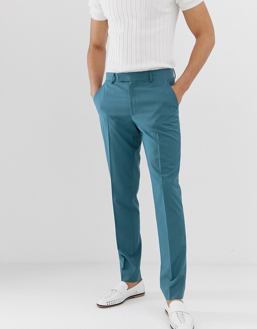 фото Сине-зеленые облегающие строгие брюки asos design-зеленый