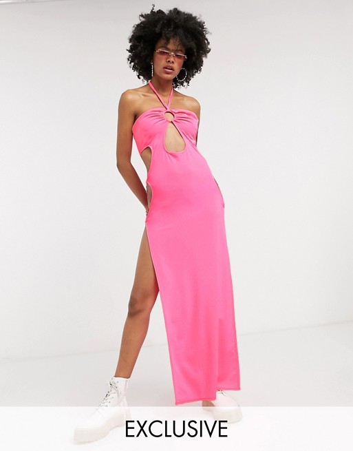 Sinead Gorey maxi dress with side cut outs and splits