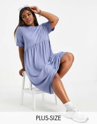Платья макси  Asos Синее платье-футболка макси Yours-Голубой