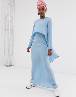 фото Синее платье макси с длинными рукавами verona-синий