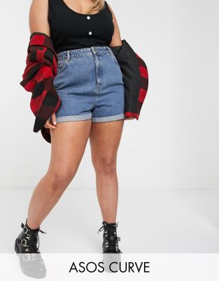 фото Синие джинсовые шорты в винтажном стиле asos design curve-синий asos curve