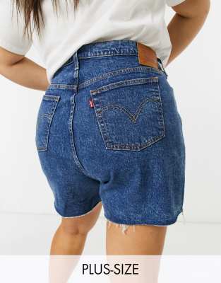 фото Синие джинсовые шорты levi's plus 501-синий