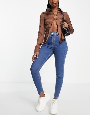 Синие джинсы из переработанного смесового хлопка Topshop Joni-Голубой