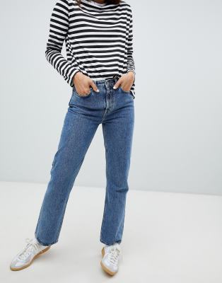 Джинсы в винтажном стиле  Asos Синие джинсы прямого кроя из органического хлопка Weekday-Голубой