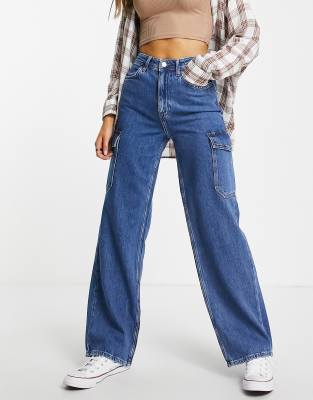   Asos Синие джинсы с карманами карго New Look-Голубой