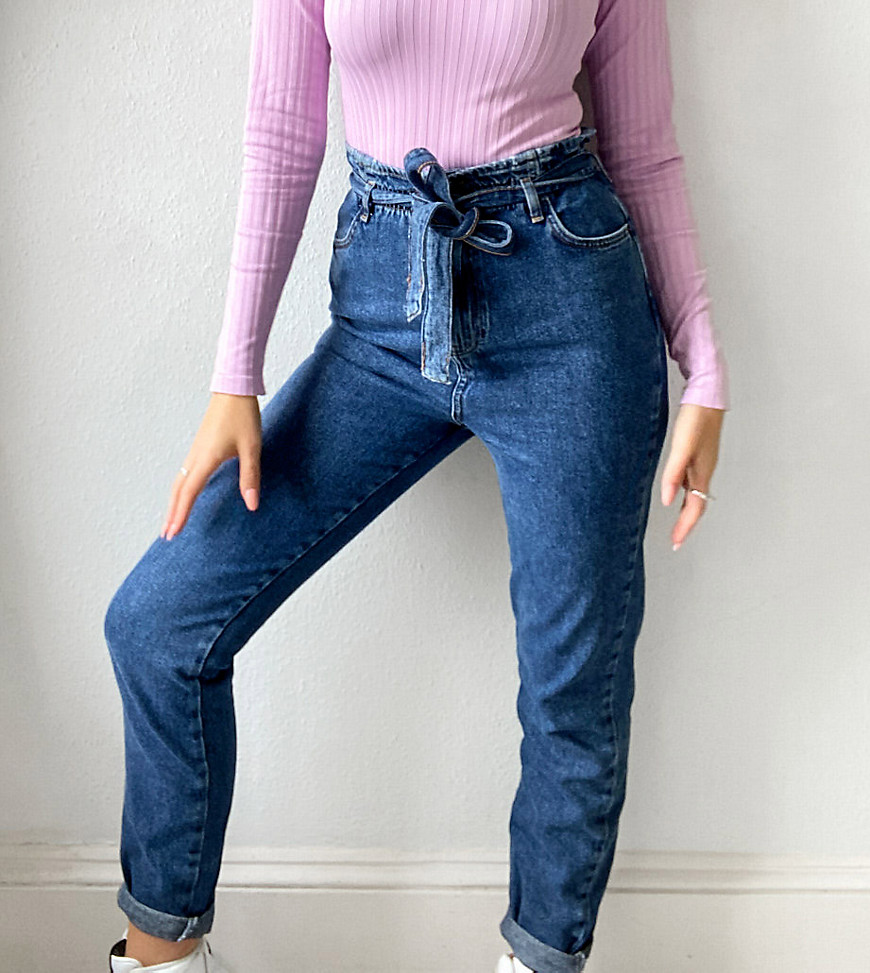 фото Синие джинсы с присборенной талией new look tall-голубой