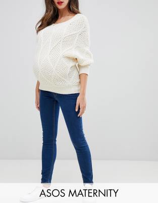 фото Синие джинсы скинни с посадкой под животом asos design maternity ridley-синий asos maternity