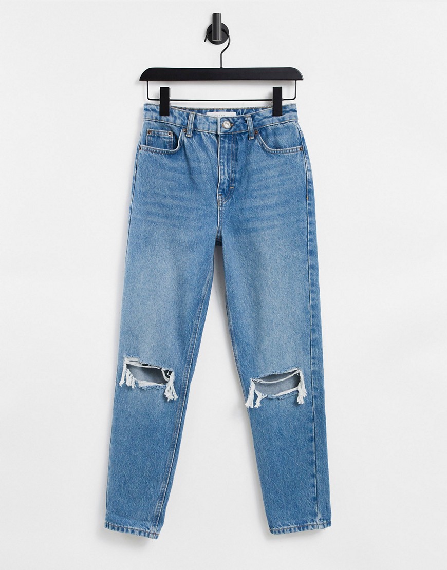 фото Синие джинсы в винтажном стиле из переработанного смесового хлопка topshop-голубой
