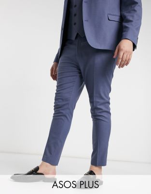 Костюмы для свадьбы Синие фактурные супероблегающие брюки ASOS DESIGN Plus wedding-Голубой