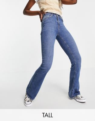   Asos Синие расклешенные джинсы Topshop Tall Jamie-Голубой