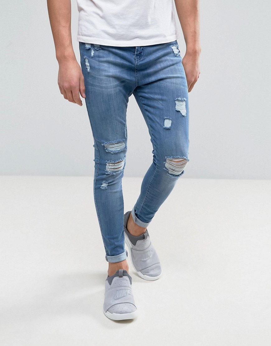 фото Синие рваные супероблегающие джинсы good for nothing-синий