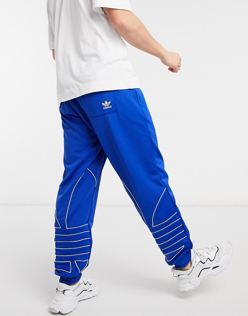 фото Синие спортивные джоггеры с контурным логотипом-трилистником adidas originals-голубой