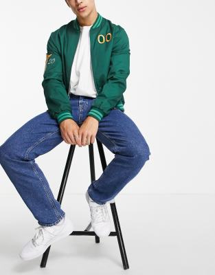 фото Синие темно-выбеленные классические джинсы с пенькой в винтажном стиле asos design-голубой