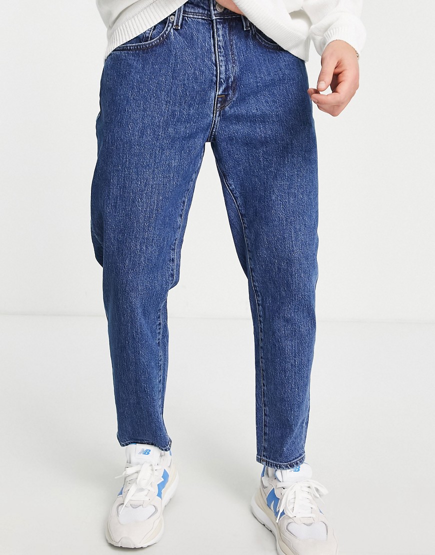 Синие винтажные джинсы из органического хлопка свободного кроя укороченной длины Chris-Голубой SELECTED 111784591