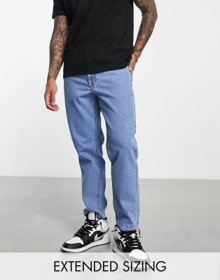 Прямые джинсы Синие выбеленные джинсы классического кроя ASOS DESIGN-Голубой
