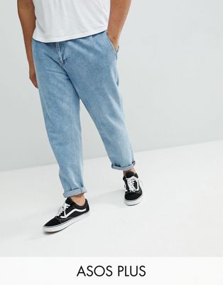 фото Синие выбеленные джинсы с двойными складками asos plus-синий asos design
