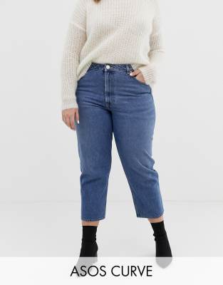 Синие выбеленные прямые джинсы ASOS DESIGN Curve Recycled Florence-Синий
