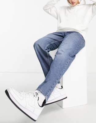   Asos Синие выбеленные свободные джинсы New Look-Голубой