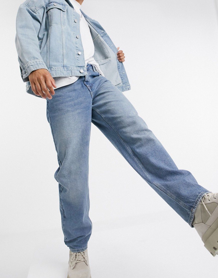 фото Синие выбеленные свободные джинсы в стиле 90-х asos design-голубой